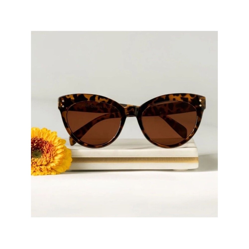 NEW Saint Owen X Curateur WYLDE Tortoise Shell Sunglasses with Faux Leather Case